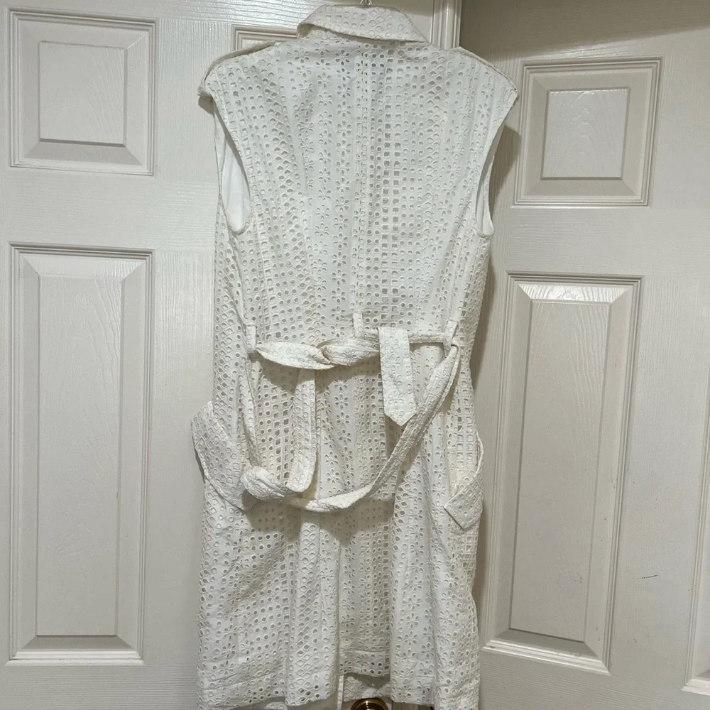 Banana Republic Ivory Eyelet belt short sleeve cotton Shirtdress pocket‎ 6 NWNT - Picture 7 of 12